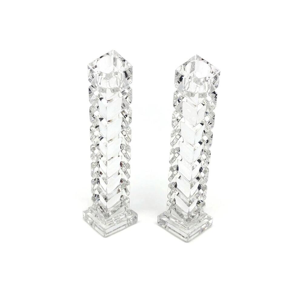 CRYSTAL 7" Offset Stacked Square Candlesticks